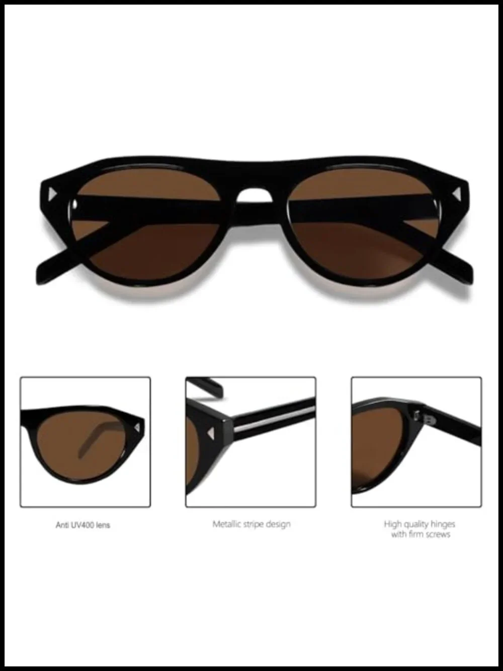 Retro Oval Sunglasses with UV400 Protection Microfiber Pouch